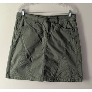 Royal Robbins Women's Skirt Size 10 Olive Green Button/Zip Front Pockets